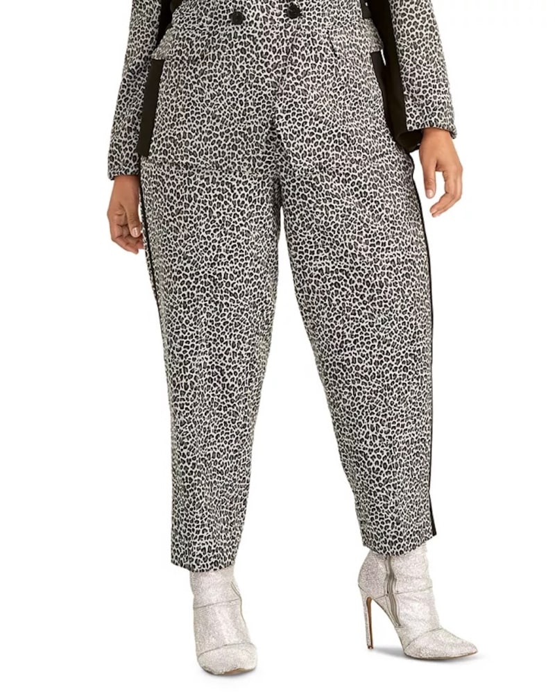 Front of a model wearing a size 18W Rachel Roy Women's Agatha Pants Gray 18W in Gray by Rachel Roy. | dia_product_style_image_id:308396
